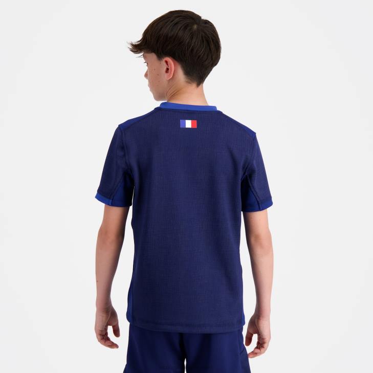 kleding LDBJ694 kinderen Le Coq Sportif replica jersey xv de france - rugby wereldbeker 2023 blauw