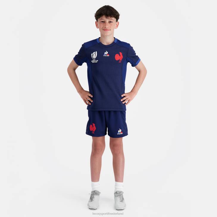 kleding LDBJ694 kinderen Le Coq Sportif replica jersey xv de france - rugby wereldbeker 2023 blauw