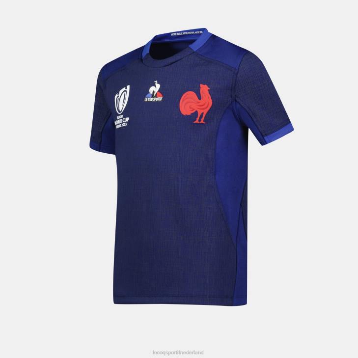kleding LDBJ694 kinderen Le Coq Sportif replica jersey xv de france - rugby wereldbeker 2023 blauw