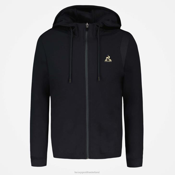 kleding LDBJ70 Heren Le Coq Sportif sweatshirt met capuchon en ritssluiting zwart