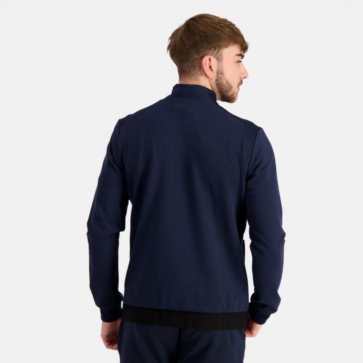 kleding LDBJ71 Heren Le Coq Sportif sweatshirt met rits blauw